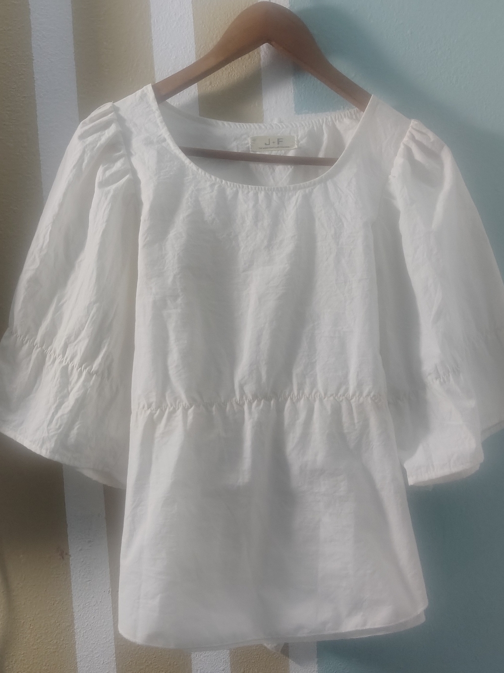 White Puff-Sleeve Peasant Blouse